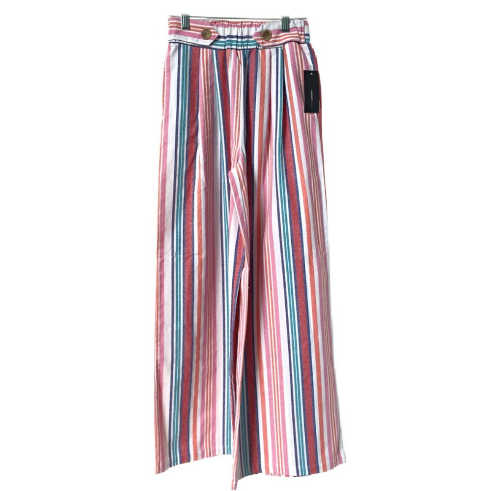 Multicolor Stripe Linen/Rayon Pants S